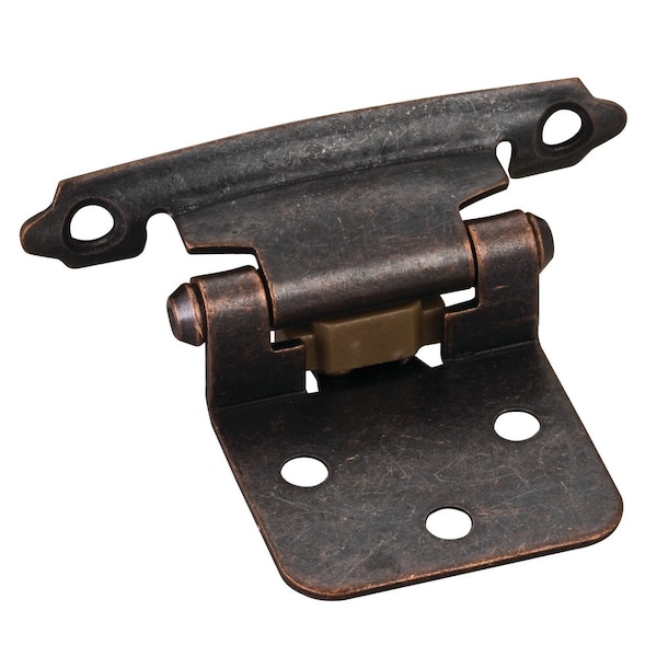 Hardware Resources Traditional 1/2" Overlay Hinge with Screws - Dark Brushed Antique Copper P5011DBAC - main